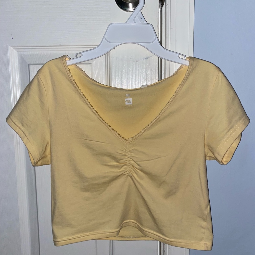 yellow ruched shirt